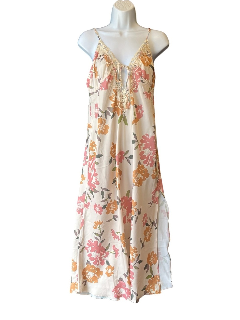 Free People Someone Like You midi slip dress S Ivory floral NWT Spaghetti strap